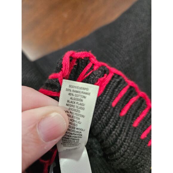 Vintage Holiday Editions Black Christmas Sweater Embroidered Holiday Sz L Santa - Picture 5 of 9